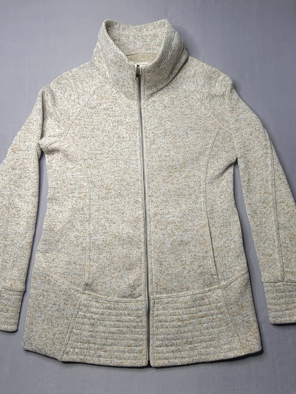 Thread + Supply Womens Sweater Full Zip Pockets Warm And Cozy Color Beige Size L